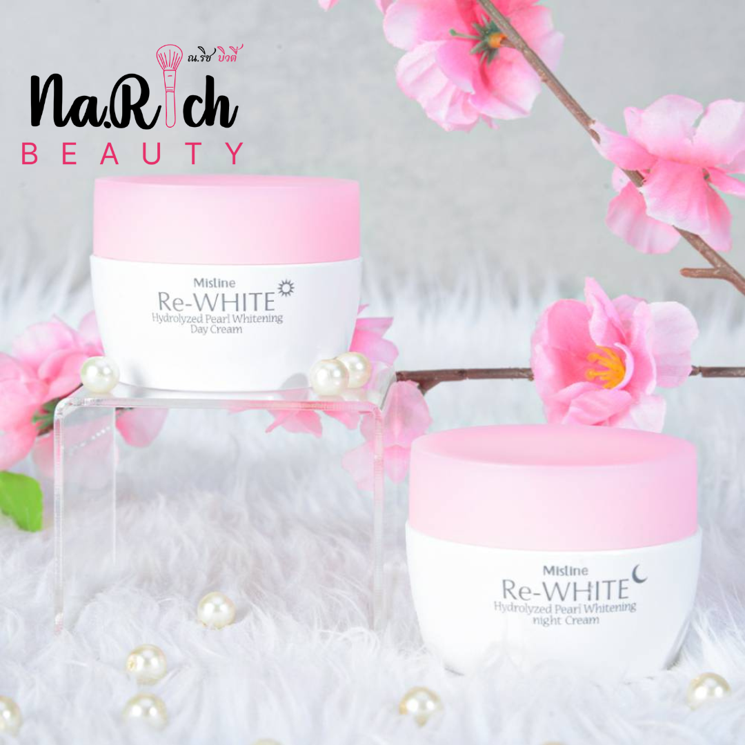 Mistine Re-White Hydrolyzed Pearl Whitening Cream 30 g. (Day Cream - Night Cream)
