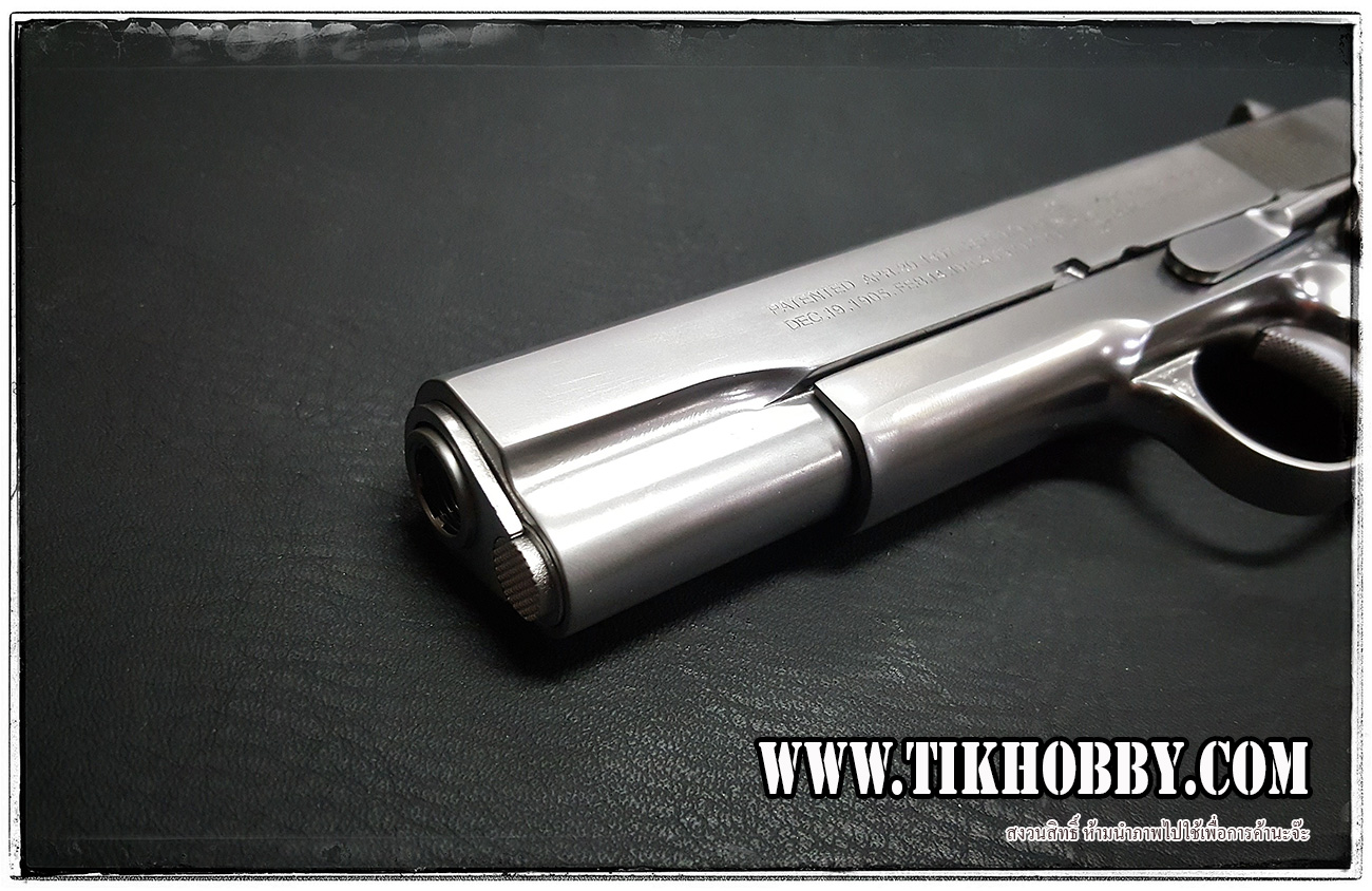 ปืนสั้นระบบแก๊สโบลว์แบล็ค รุ่น 1911ระบบแก๊ส สีเงิน มาร์กิ้งCNC ร่องลึก จากCyber Gun (ระบบเดียวกับ WE)