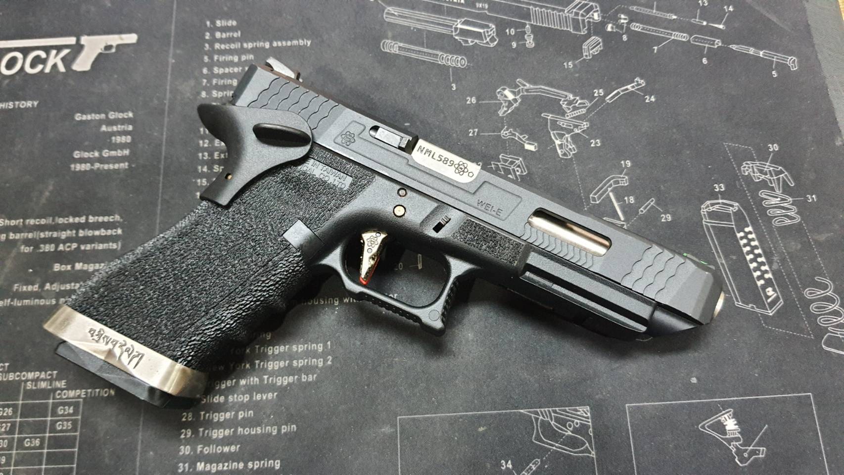 (มือ2) ปืนสั้น Glock34 T5 G-Force สีดำ สไลด์ดำ ท่อเงิน งานWE สภาพสวย