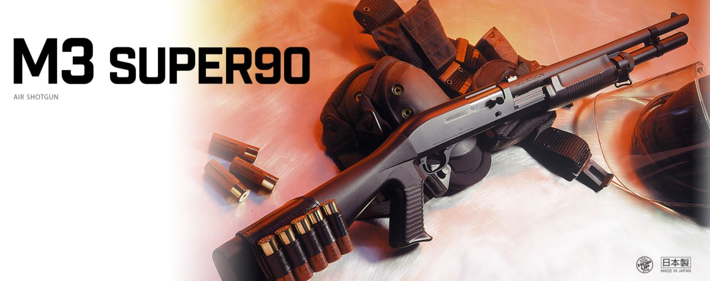 ปืนลูกซอง ปืนอัดลมชักสปริง M3 Super90 Pump Action Shotgun ลำกล้องยาว สีดำ งาน Tokyo Marui