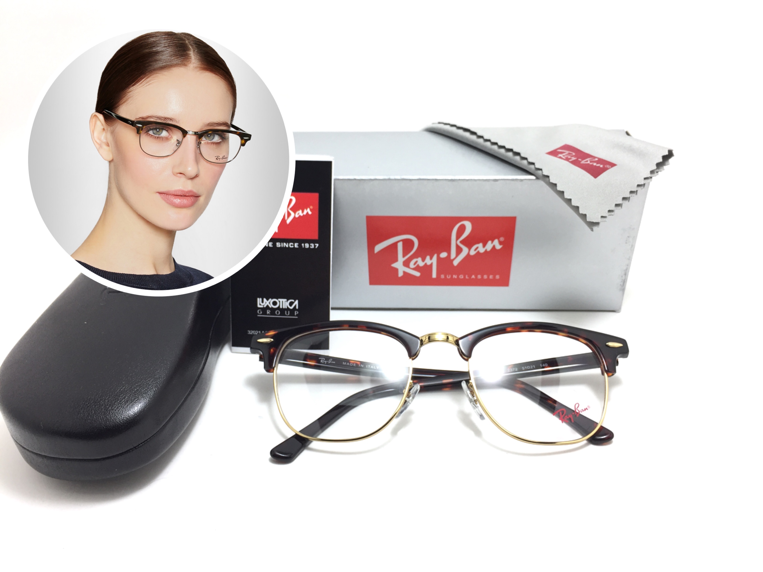แว่นสายตา Rayban RB5154 Clubmaster 2372 51-21 140 <กระ>