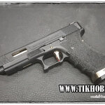 ปืนสั้นระบบแก๊สโบลว์แบล็ค รุ่น G34 T5 WE สีดำ สไลด์แต่งสีดำ ท่อสีเงิน