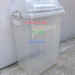 ถังขยะพลาสติก ใส ทรงเหลี่ยมฝาแกว่ง 50 ลิตร