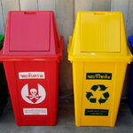 ถังขยะทรงเหลี่ยม ฝาทรงสามเหลี่ยม 2 ช่องทิ้ง 100 ลิตร