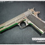 (per)ปืนอัดลม ระบบแก๊สโบลว์แบล็ค รุ่น 1911 Silver เงาวิ้ง ระบบแก๊สทั่วไป Golden Eagle (3305SV)