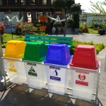 แท่นวางถังขยะ 60 ลิตร ขนาด 4 ช่อง ไม่มีป้ายแผงหลัง