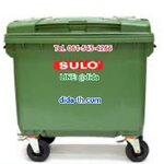 ถังขยะ กทม ขนาด 660 ลิตร ล้อเข็น ฝาเรียบ สีเขียว (มีหูยก)