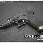 ปืนสั้นระบบแก๊สโบลว์แบล็ค รุ่น G34T1 WE สีดำ สไลด์แต่งสีดำ ท่อสีทอง