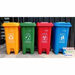 ถังขยะเทศบาล แบบเหยียบ ทรงเหลี่ยม มีล้อเข็น 120 ลิตร