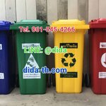 ถังขยะแยกประเภท ขนาด 120 ลิตร ล้อเข็น ฝาเรียบ