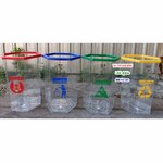 ถังขยะแยกประเภท พลาสติกใส หกเหลี่ยม 56 ลิตร ฝาครอบสี