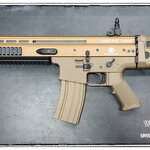 ปืนไฟฟ้ารุ่น SCAR L TAN MK16 Mod0 (CM063) Cybergun licensed FN SCAR-L บอดี้เหล็ก จาก Cyma