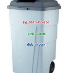 ถังขยะเทศบาล มีล้อเข็น ขนาด 120 ลิตร รุ่นมีฝาเปิด สีเทา