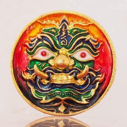 เหรียญหล่อท้าวเวสสุวรรณ รุ่นเศรษฐีบูชาครู เนื้อโลหะชุบเงินโบราณลงยา