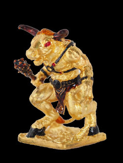 มหิงสา-พยนต์ รุ่นพิทักษ์รักษา เนื้อโลหะกะไหล่ทองลงยา ฝังพลอย หลวงพ่อเงิน วัดบ้านอ้อ อ.โนนไทย จ.นครราชสีมา