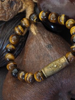 สร้อยหินมงคลร้อยลูกสะกดหน้าท้าวเวสสุวรรณ-เศรษฐี เนื้อทองระฆังเก่า