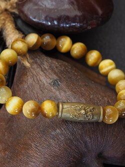 สร้อยหินมงคลร้อยลูกสะกดหน้าท้าวเวสสุวรรณ-เศรษฐี เนื้อทองระฆังเก่า