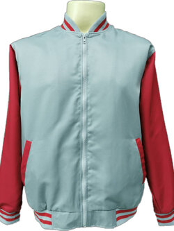 Baseball Jacket 6702 เสื้อแจ็คเก็ตเสื้อแจ็คเก็ตสีเทาแขนสีแดงสไตล์เบสบอล