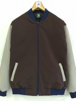 Baseball Jacket 6405 เสื้อแจ็คเก็ตสีน้ำตาลแขนสีเทาสไตล์เบสบอล