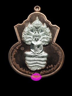 เหรียญพุทธบุญบารมี หลวงปู่บุญ วัดบ้านหมากมี่ จ.อุบลราชธานี เนื้อนวโลหะหน้ากากเงิน