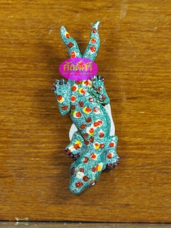 ตุ๊กแกสองหางนำโชค อาบน้ำว่าน เนื้อโลหะเพ้นท์สี พระฤาษีปู่แก้วปฐมมุนี จ.ลพบุรี