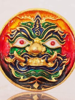 เหรียญหล่อท้าวเวสสุวรรณ รุ่นเศรษฐีบูชาครู เนื้อโลหะชุบเงินโบราณลงยา