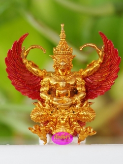 พญาครุฑ รุ่นเศรษฐีเงินไหลมา เนื้อมหาชนวนทองพระนครปีกแดง(พิมพ์ใหญ่ 4 ซม.)