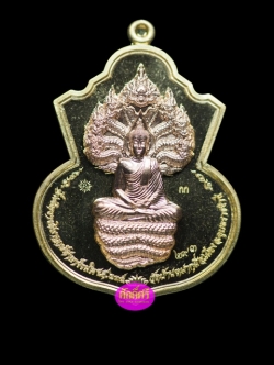 เหรียญพุทธบุญบารมี หลวงปู่บุญ วัดบ้านหมากมี่ จ.อุบลราชธานี เนื้อทองทิพย์หน้ากากนวโลหะ