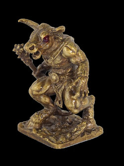 มหิงสา-พยนต์ รุ่นพิทักษ์รักษา เนื้อระฆังซาติน ฝังพลอย หลวงพ่อเงิน วัดบ้านอ้อ อ.โนนไทย จ.นครราชสีมา