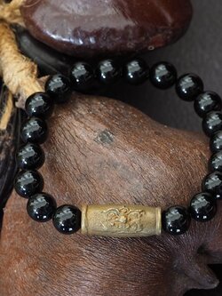 สร้อยหินมงคลร้อยลูกสะกดหน้าท้าวเวสสุวรรณ-เศรษฐี เนื้อทองระฆังเก่า