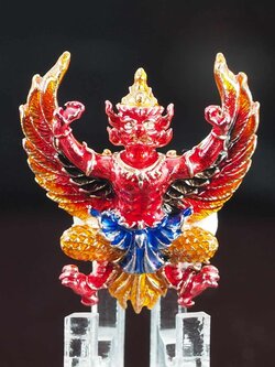 พญาครุฑ มหาสิทธิโชค (รุ่นแรก) วัดศาลเจ้า จ.ปทุมธานี เนื้อสัมฤทธิ์ลงยา