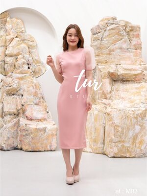 เดรสแฟชั่นสีชมพู สไตล์คุณหนู S-3xl (ดำ ขาว ชมพู เทา แดง)