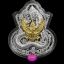 เหรียญพุทธบุญบารมี หลวงปู่บุญ วัดบ้านหมากมี่ จ.อุบลราชธานี เนื้อเงินหน้ากากทองคำลงยา