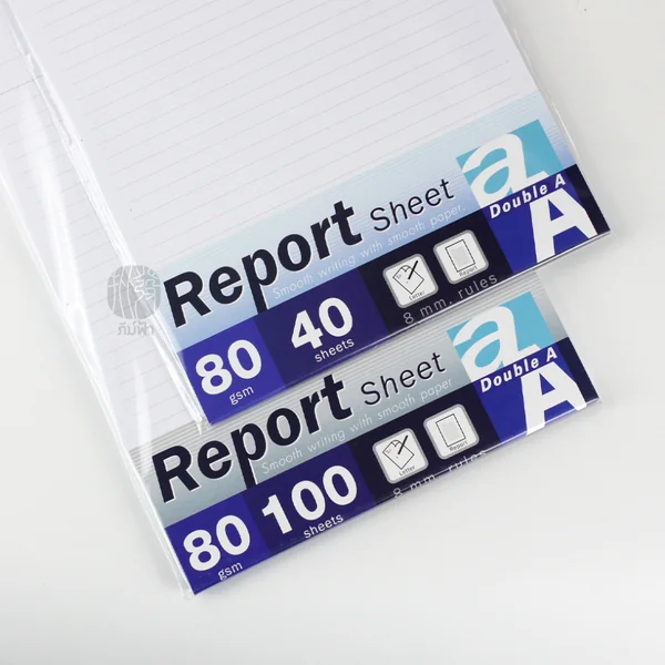 กระดาษรายงาน Double A Report Sheet ขนาด A4 หนา 80 แกรม 40 แผ่นและ 100 แผ่น image 3