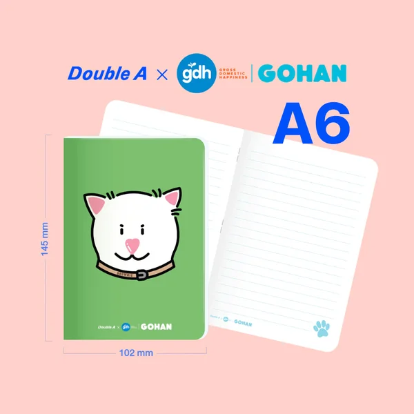 Double A สมุด สมุดบันทึก เย็บลวด ขนาด A6 80 แกรม 40 แผ่น รุ่น Gohan image 2