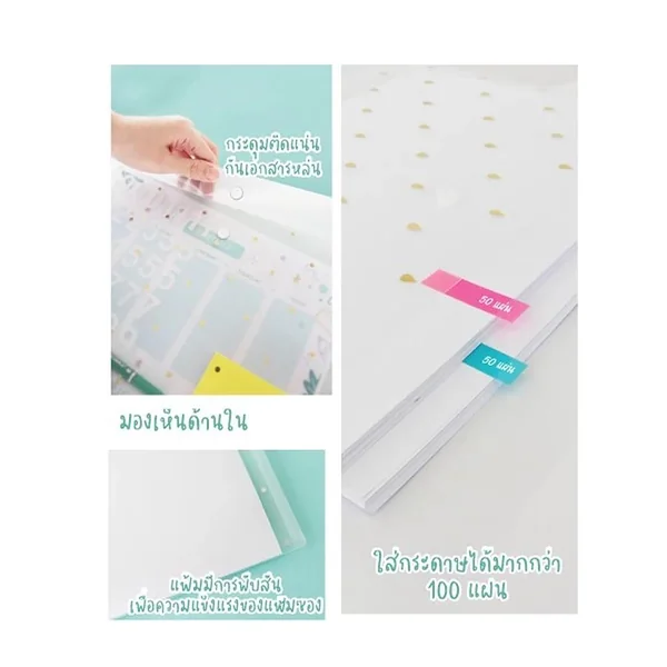 e-file แฟ้มซอง แฟ้มซองกระดุม ขนาด A4 คละลาย รุ่น 19A image 2