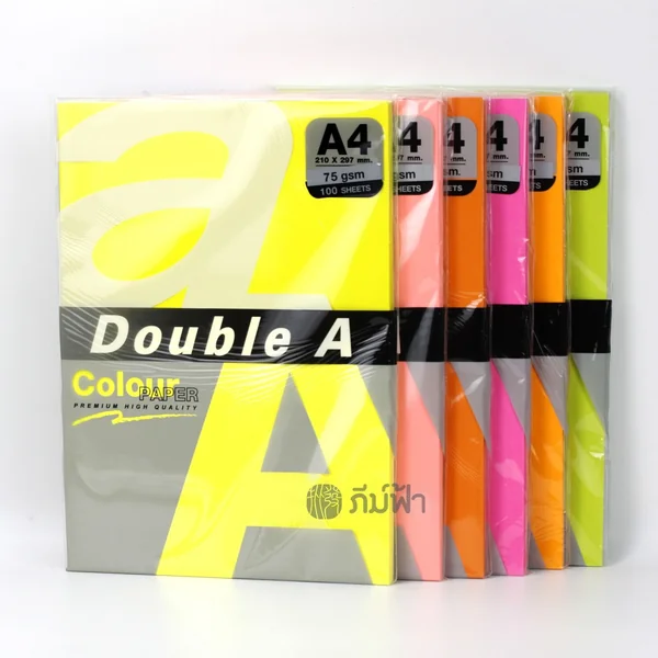 กระดาษสี สีนีออน Double A ขนาด A4 หนา 75 แกรม จำนวน 100 แผ่น image 2