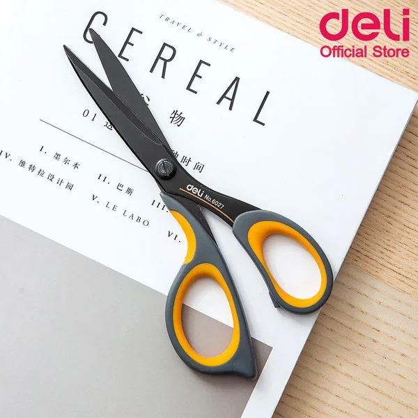 กรรไกร สแตนเลสเหล็กดำ มียางหุ้ม Deli image 5 กรรไกร สแตนเลสเหล็กดำ มียางหุ้ม Deli image 5