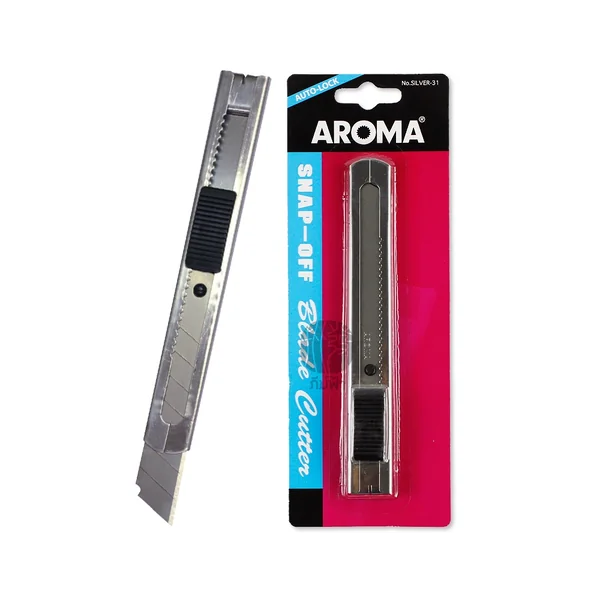คัตเตอร์ มีดคัตเตอร์ สแตนเลส ระบบออโต้ล็อค Aroma image 4 คัตเตอร์ มีดคัตเตอร์ สแตนเลส ระบบออโต้ล็อค Aroma image 4