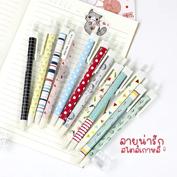 (1 ด้าม) FASTER ปากกา ปากกาลูกลื่น หมึกสีน้ำเงิน หัว 0.38มม. ลาย daily Patt รุ่น CX911 image 4
