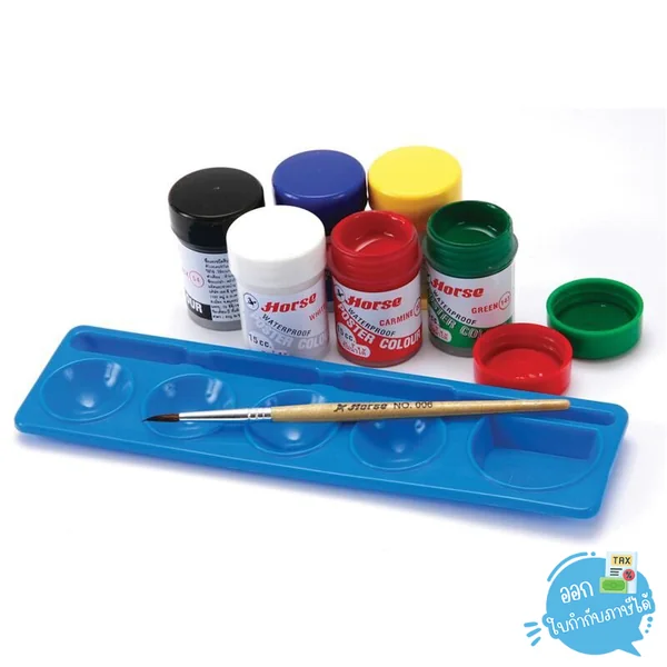 สีโปสเตอร์ชุด 6 สี ตราม้า กล่องแดง (แถมพู่กัน จานสี ในเซ็ต) สีโปสเตอร์ชุด 6 สี ตราม้า กล่องแดง (แถมพู่กัน จานสี ในเซ็ต)
