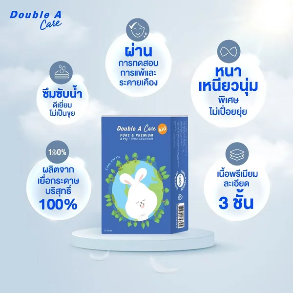 (ยกแพ็ค) 12 ชิ้น Double A Care เพียว & พรีเมียมทิชชู่ หนา 3 ชั้น แบบมินิพอกเก็ต 10 แผ่น/ชิ้น คละลาย image 2