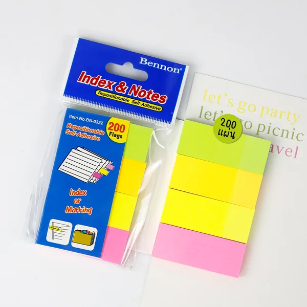 โพสท์อิท อินเด็กซ์กระดาษโน้ต สีสะท้อนแสง Bennon รุ่น BN-0321/0322 image 3 โพสท์อิท อินเด็กซ์กระดาษโน้ต สีสะท้อนแสง Bennon รุ่น BN-0321/0322 image 3