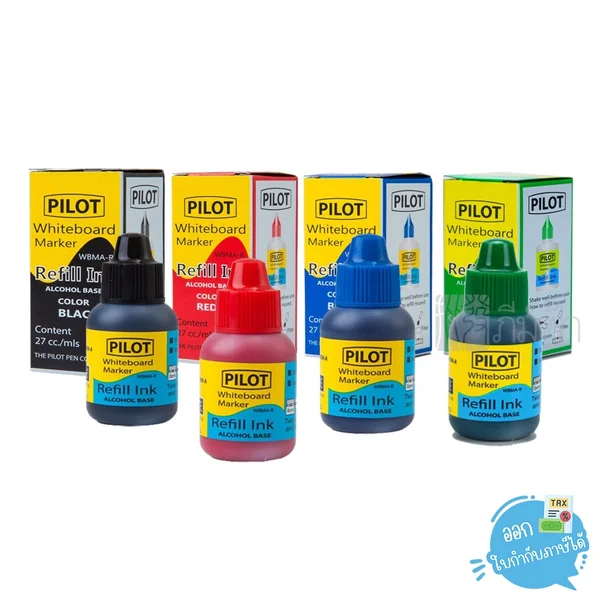 Pilot - ไพลอต น้ำหมึกเติมปากกาไวท์บอร์ดไร้กลิ่น 27cc Pilot WBMA-R สีน้ำเงิน ดำ แดง เขียว Pilot - ไพลอต น้ำหมึกเติมปากกาไวท์บอร์ดไร้กลิ่น 27cc Pilot WBMA-R สีน้ำเงิน ดำ แดง เขียว