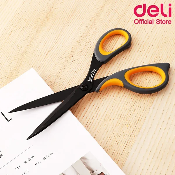 กรรไกร สแตนเลสเหล็กดำ มียางหุ้ม Deli image 4 กรรไกร สแตนเลสเหล็กดำ มียางหุ้ม Deli image 4