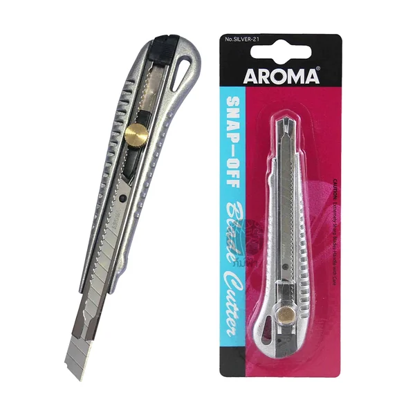 คัตเตอร์ มีดคัตเตอร์ สแตนเลส ระบบออโต้ล็อค Aroma image 3 คัตเตอร์ มีดคัตเตอร์ สแตนเลส ระบบออโต้ล็อค Aroma image 3
