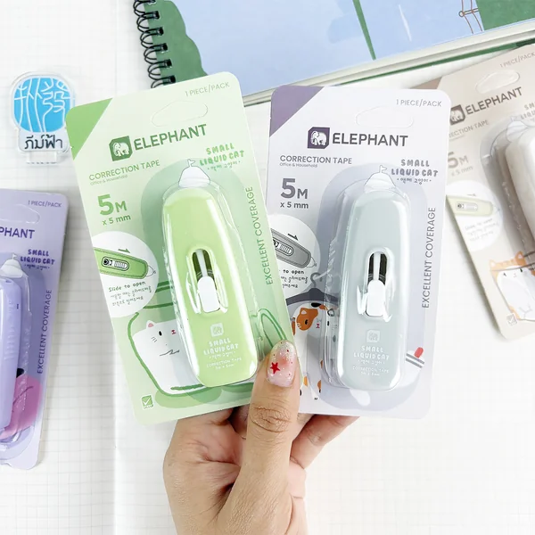 Elephant เทปลบ เทปลบคำผิด ขนาด 5m x 5mm. รุ่น Small (Liquid Cat) image 2 Elephant เทปลบ เทปลบคำผิด ขนาด 5m x 5mm. รุ่น Small (Liquid Cat) image 2