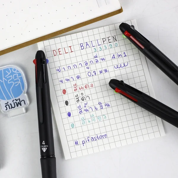 (1 ด้าม) ปากกาลูกลื่น Deli ปากกาลูกลื่น 4 สี ขนาดเส้น 0.7 มม. รุ่น 33390 image 2 (1 ด้าม) ปากกาลูกลื่น Deli ปากกาลูกลื่น 4 สี ขนาดเส้น 0.7 มม. รุ่น 33390 image 2