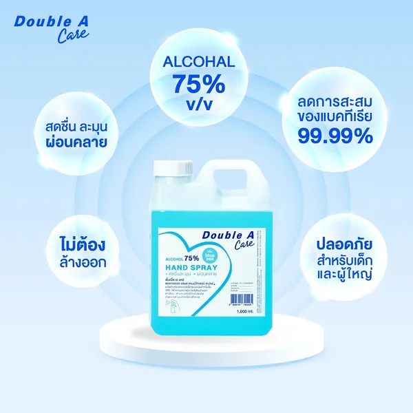 [1000 มล.] Double A Care แอลกอฮอล์สเปรย์ 75% Natural Alcohol 1,000 ml กลิ่น Blue sea image 2