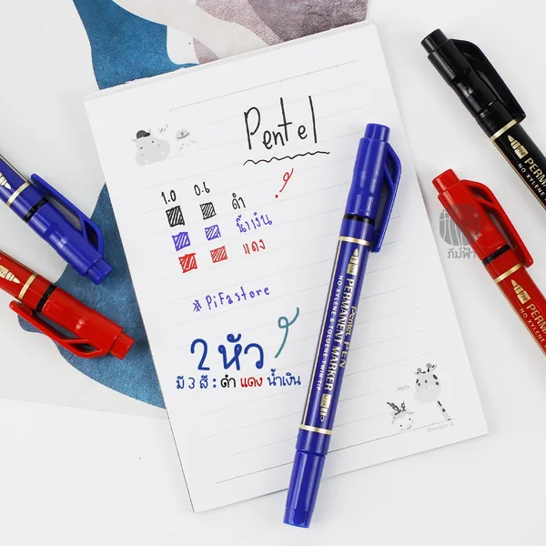 ปากกา ปากกามาร์คเกอร์ 2 หัว 0.6/1.0 mm Pentel รุ่น N75W image 2 ปากกา ปากกามาร์คเกอร์ 2 หัว 0.6/1.0 mm Pentel รุ่น N75W image 2